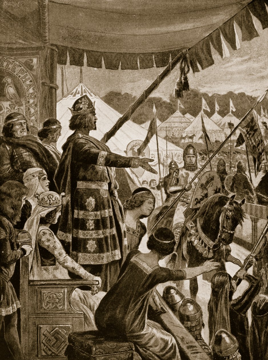 Cena za vítězství, ilustrace z „Hutchinsonova příběhu britského národa“, kolem roku 1920 od Richard Caton Woodville junior