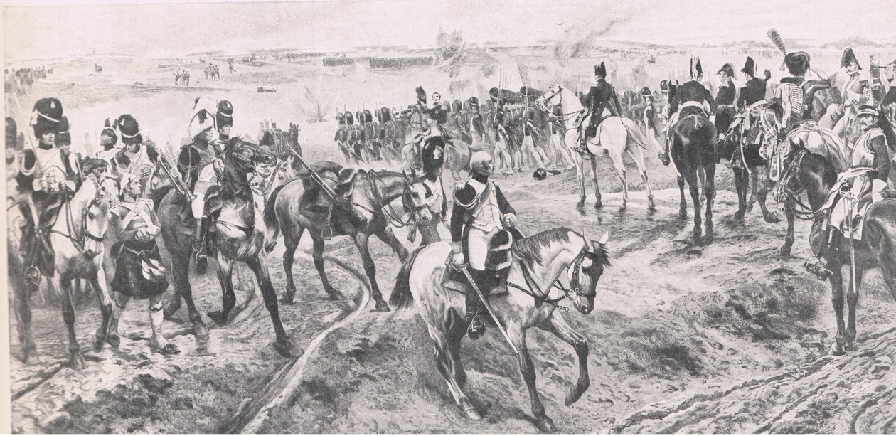 Waterloo 18. června 1815: Stará garda, ilustrace z britských bitev na souši a na moři, 1915 od Richard Caton Woodville junior