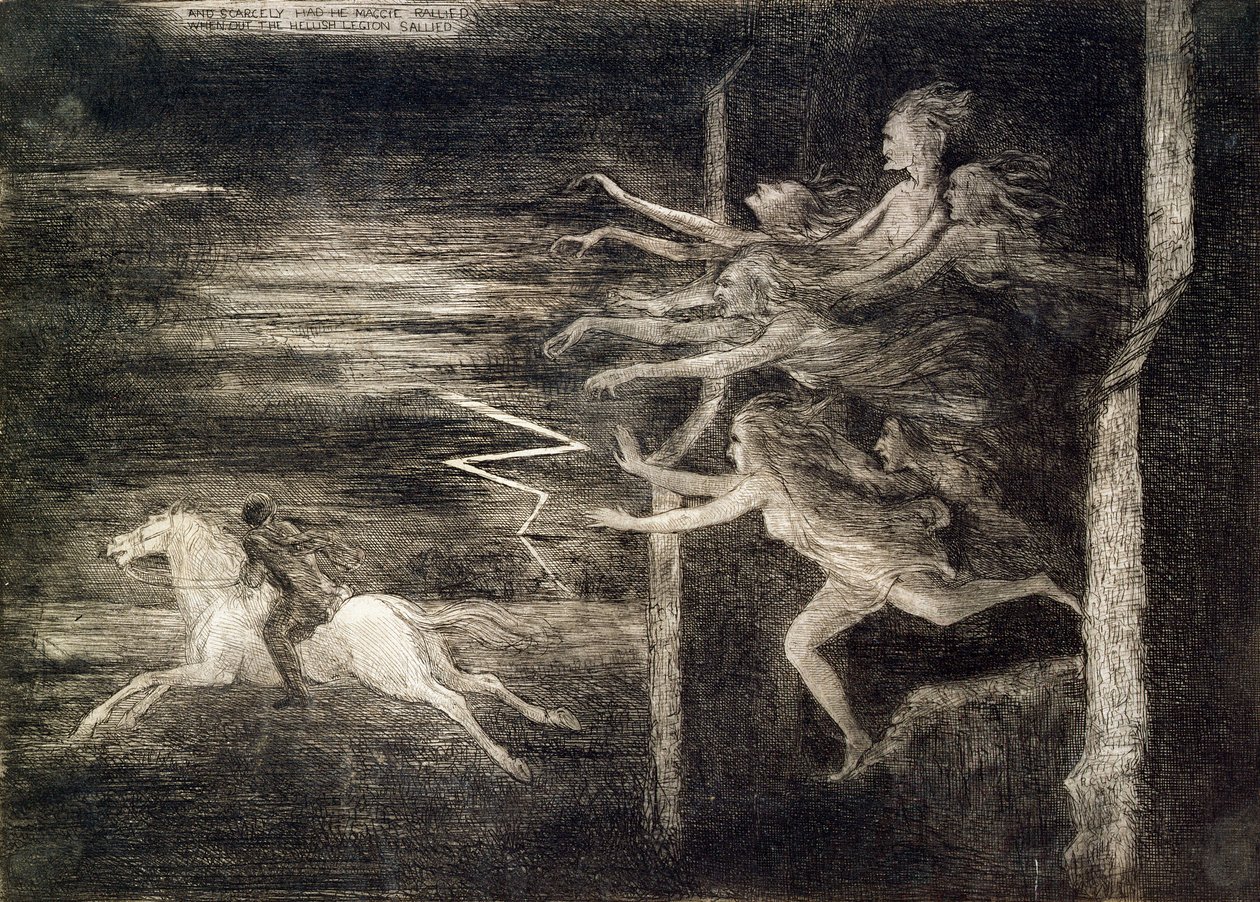 „A sotva se shromáždil Maggie, když se pekelná legie připlula“, 19. století od Richard Cockle Lucas