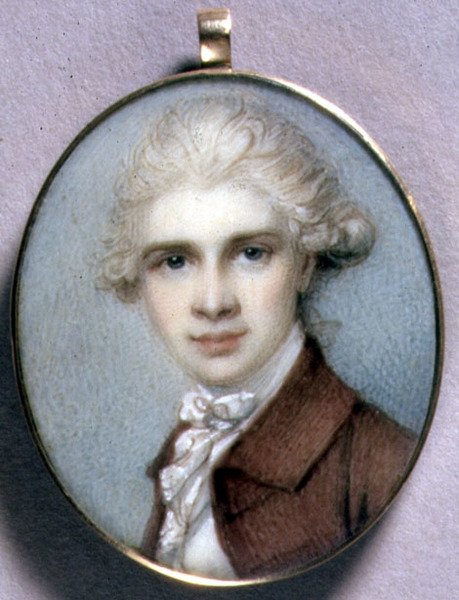Portrétní miniatura mladého muže v hnědém kabátě od Richard Cosway
