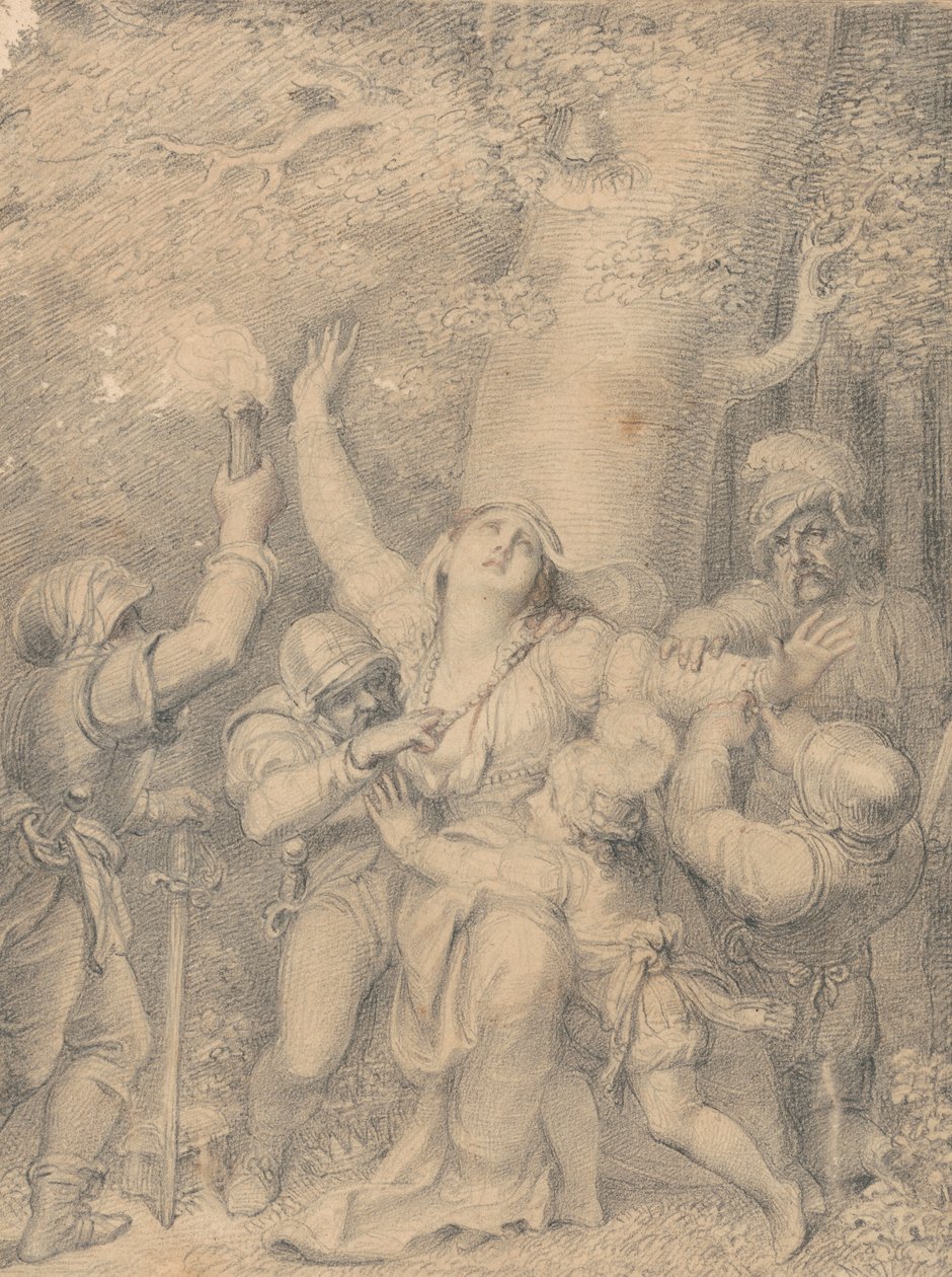 Královna Margaret z Anjou s princem, jejím synem, zbaveným královského zboží od Loupežníků v lese od Richard Cosway