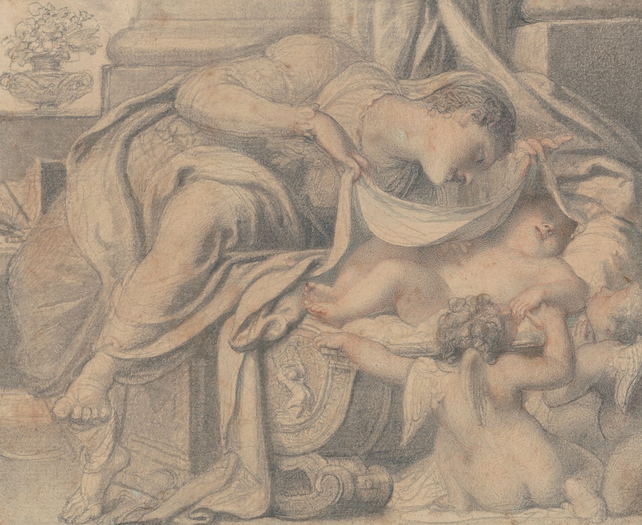 Panna uctívající spícího Krista od Richard Cosway