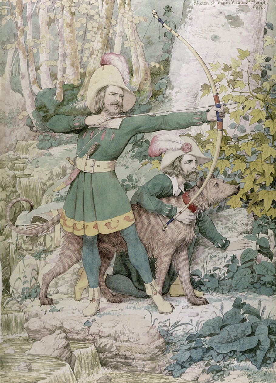 Sketch of Robin Hood, 1852 (wc přes grafit na papíře) od Richard Dadd
