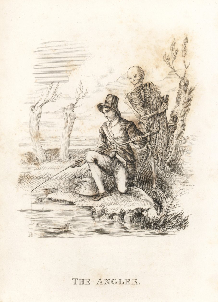 Kostra Smrti a rybář. ,1827 (rytina) od Richard Dagley