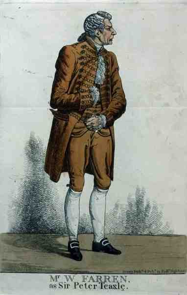 Pan William Farren (1786-1861) jako Sir Peter Teazle od Richard Dighton