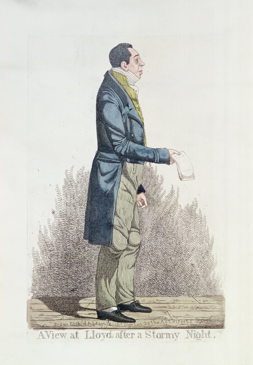 Pohled na Lloyds po bouřlivé noci, 1824 (barevný lept) od Richard Dighton