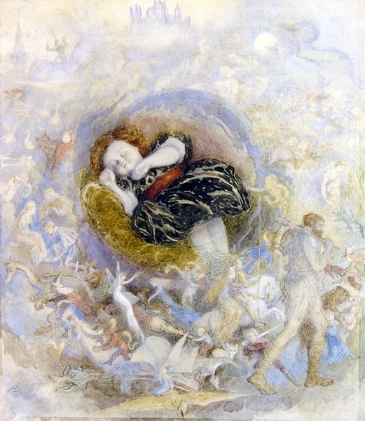 Dětský sen o pohádkové zemi (akvarel na papíře) od Richard Doyle