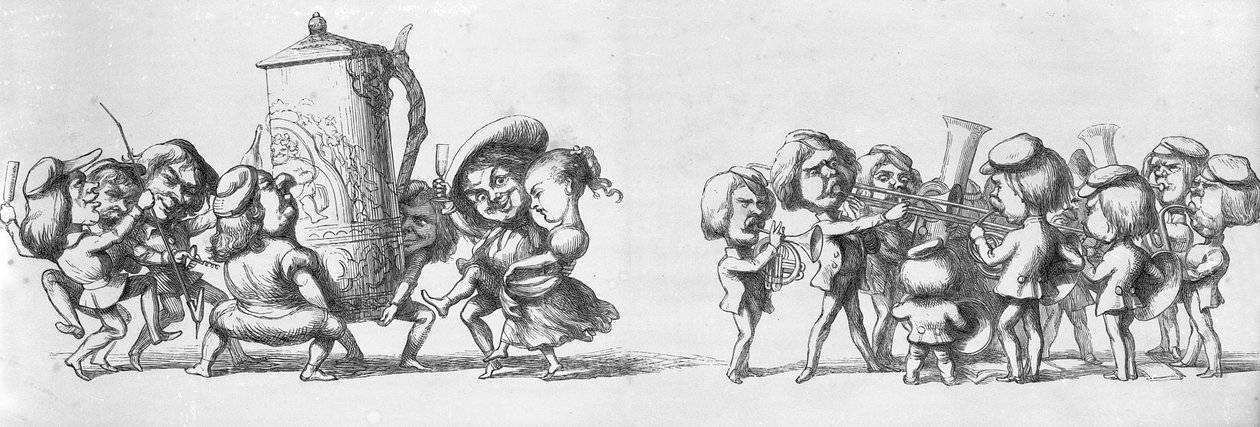Kapely hrající návštěvníkům na Velké výstavě, 1851 od Richard Doyle