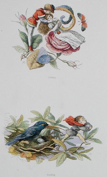 Flirtování a krádež, ilustrace z „In Fairyland: A Series of Pictures from the Elf-World“ od Williama Allinghama a Andrewa Langa (barevné lito) od Richard Doyle