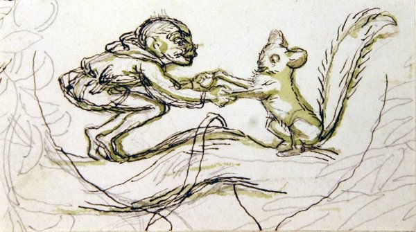 Goblin a veverka (pero, tužka a mytí na papíře) od Richard Doyle