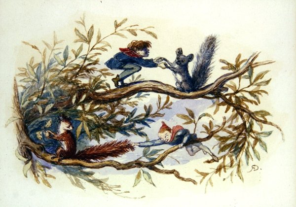 Goblini a veverky (akvarel na papíře) od Richard Doyle