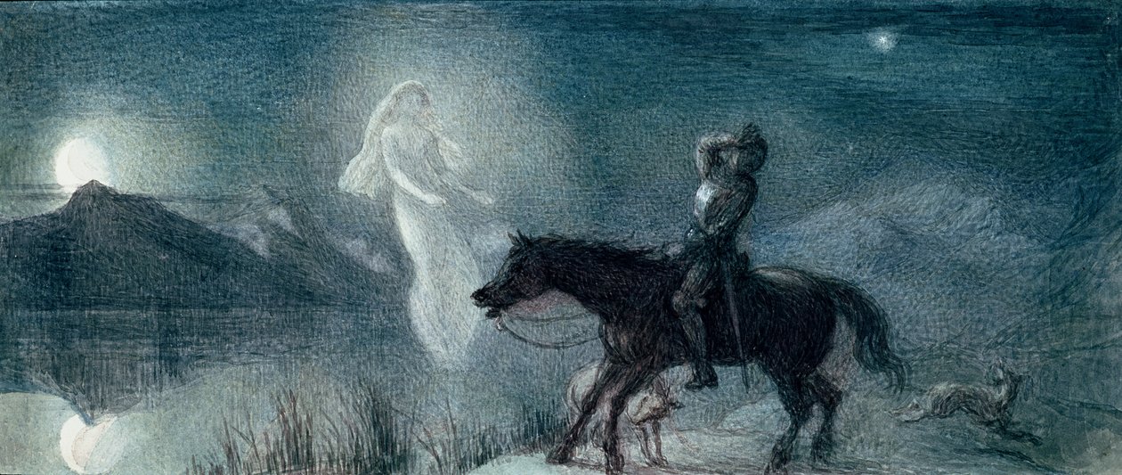 The Knight and the Spectre, nepublikováno (akvarel na papíře) od Richard Doyle