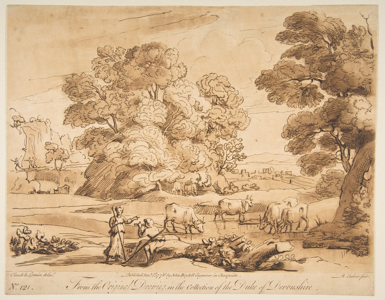 Krajina s pastýřem a pastýřkou, 1776. od Richard Earlom