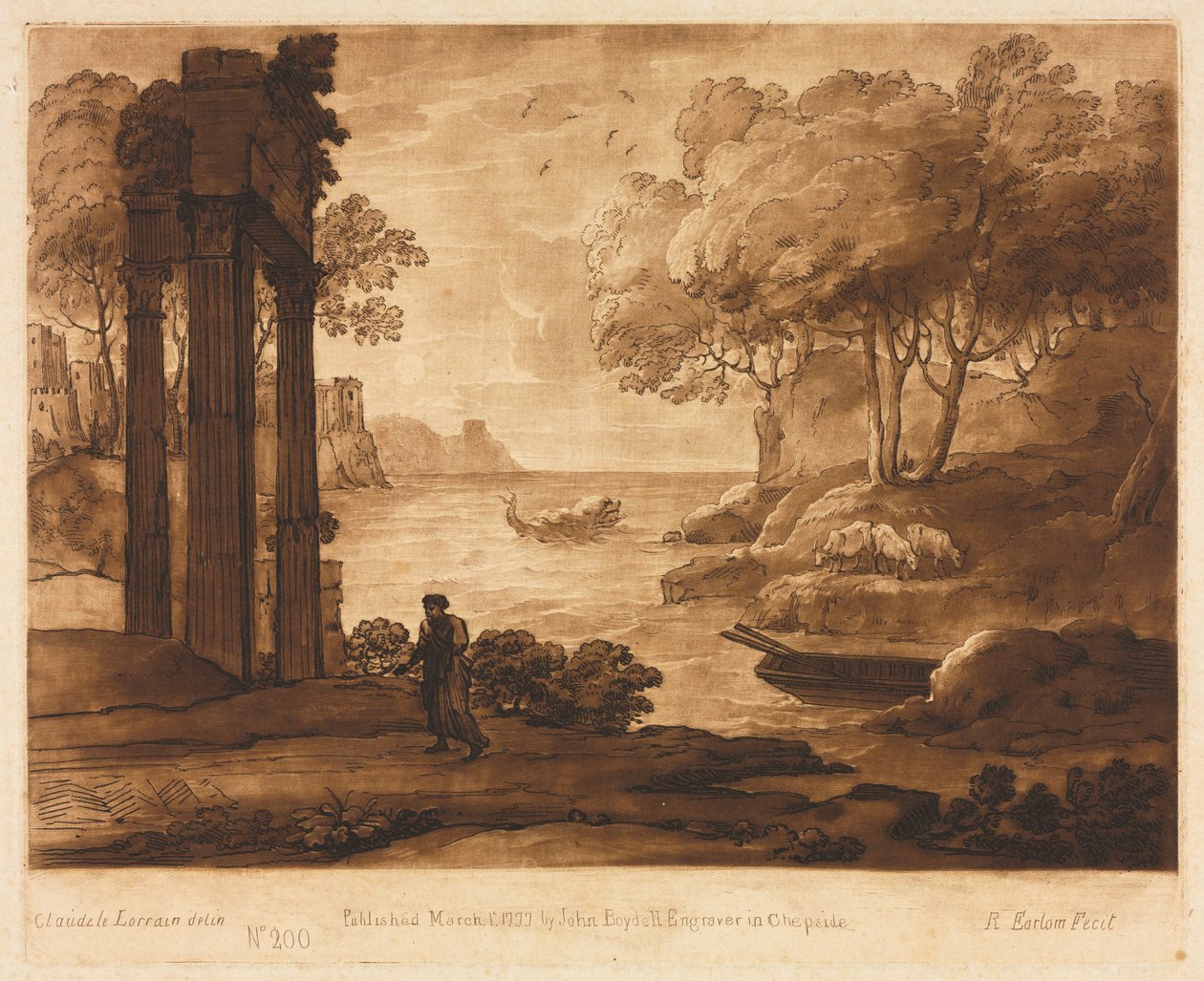 Liber Veritatis: No. 200, Pohled na mořské pobřeží, s Příběhem Ježíše, 1777. od Richard Earlom