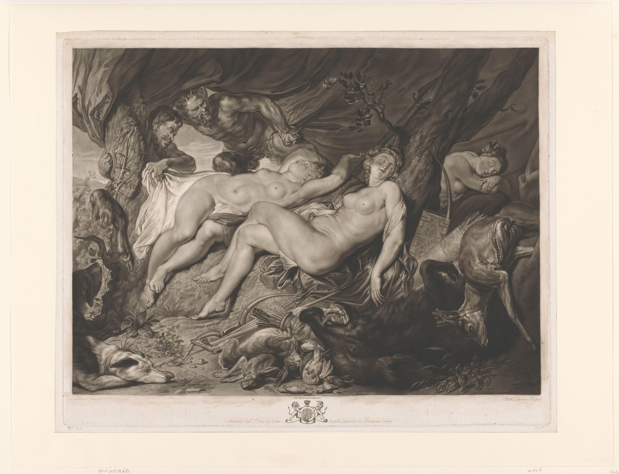 Spící Diana a její nymfy špehované satyry od Richard Earlom