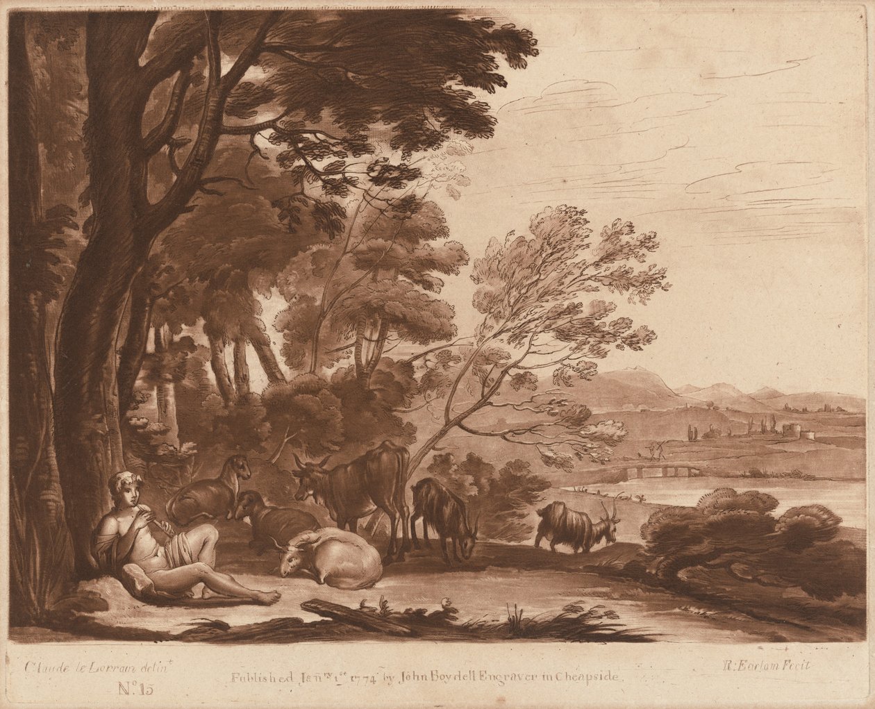 Krajina č.p. 15 z "Knihy pravdy" od Richard Earlom after Claude Lorrain