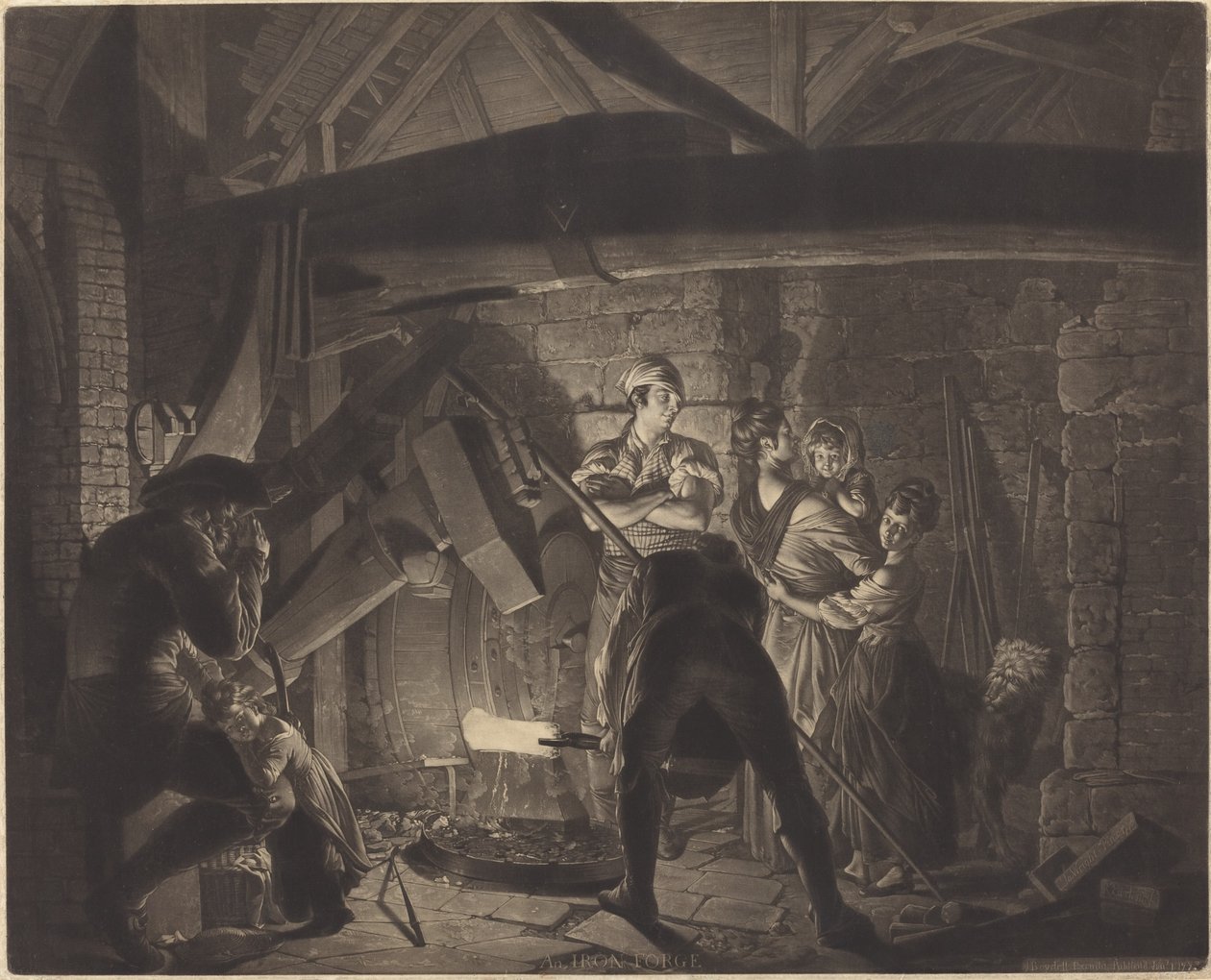 Železná kovárna od Richard Earlom after Joseph Wright