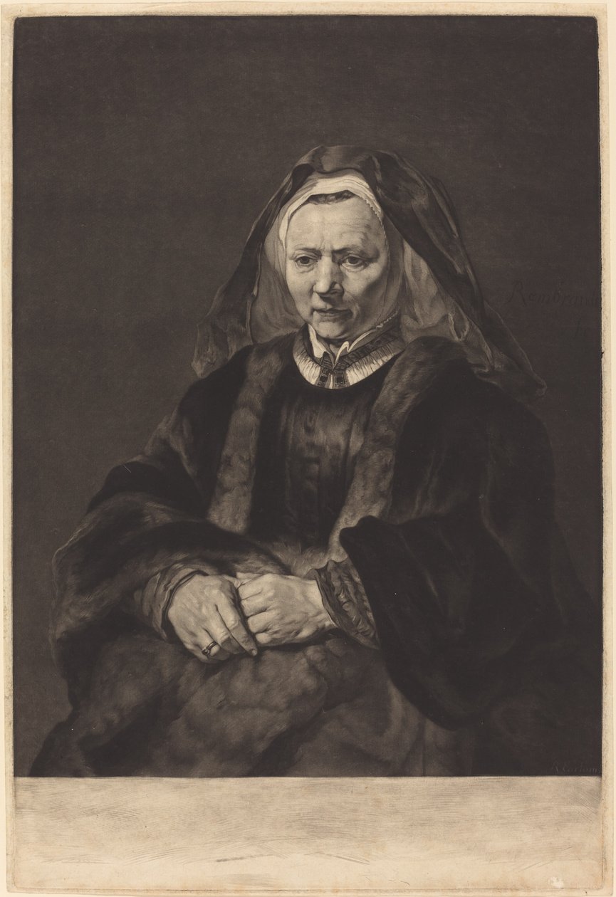 Rembrandtova manželka od Richard Earlom after Rembrandt van Rijn