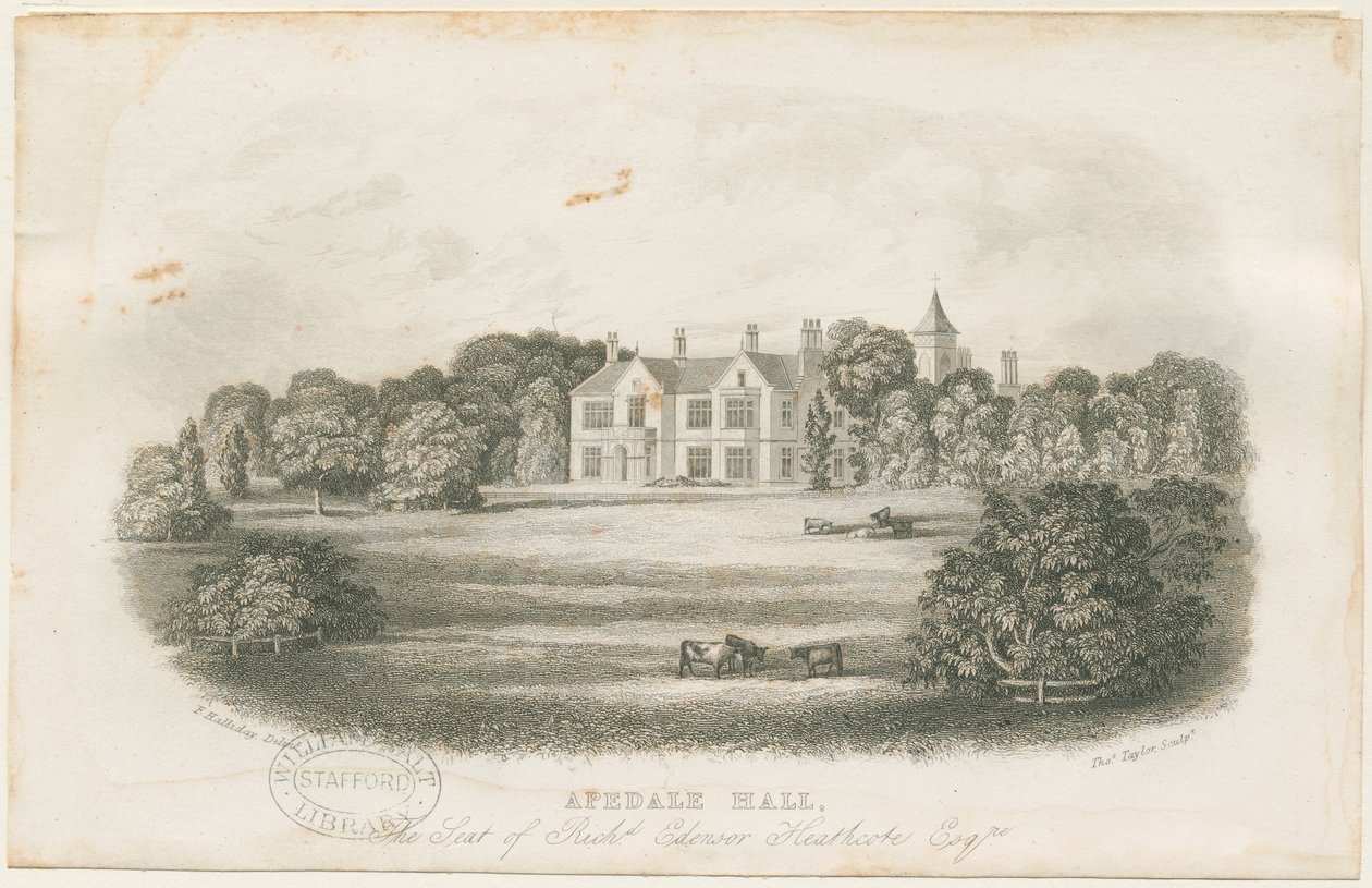 Apedale Hall House and Park: ocelorytina, nd [? konec 18. století] od Richard Edensor Heathcote