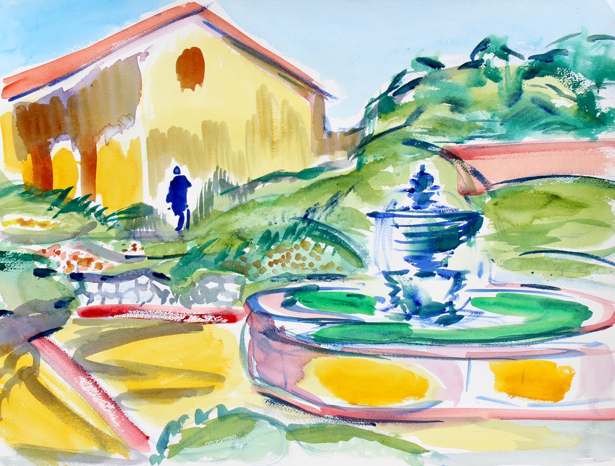 Socha a fontána otce Serry, Carmel Mission, 2019 od Richard Fox