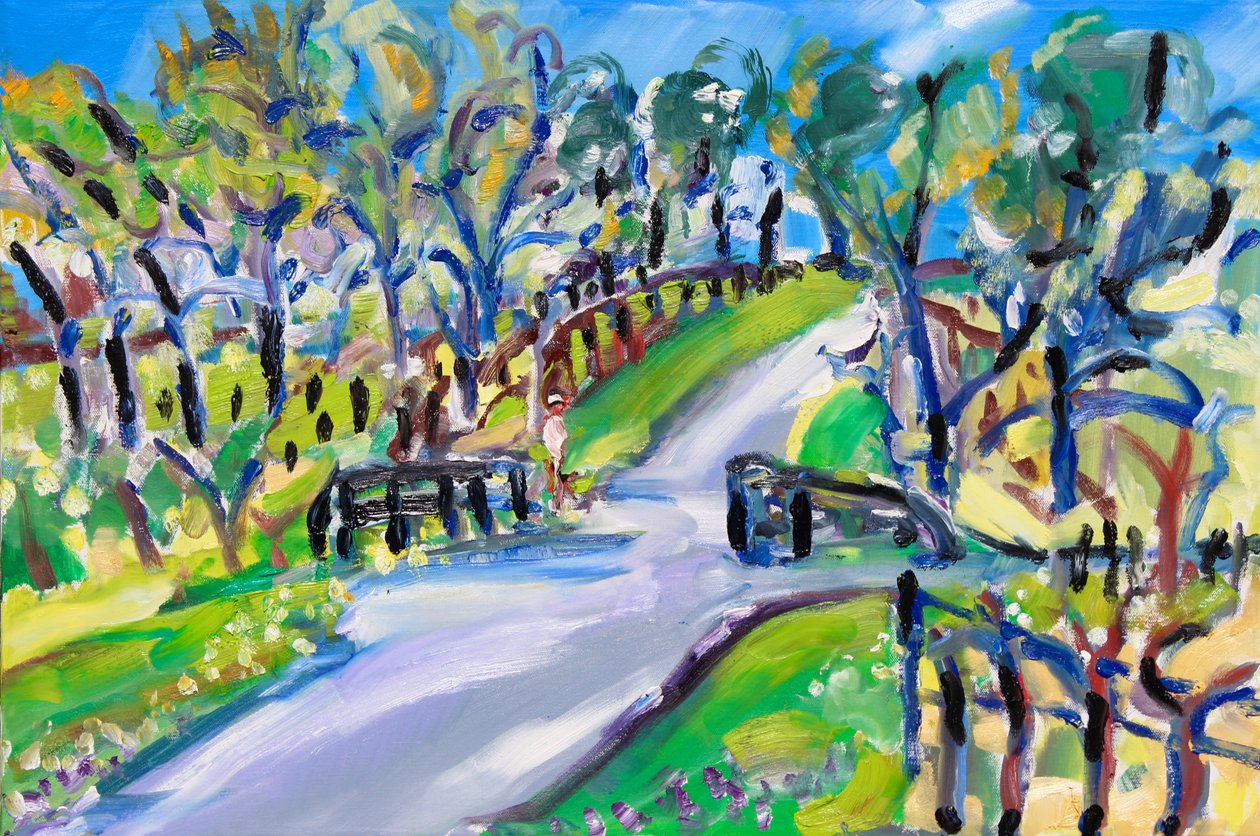 Walking up the Road, 2021 (olej na plátně) od Richard Fox