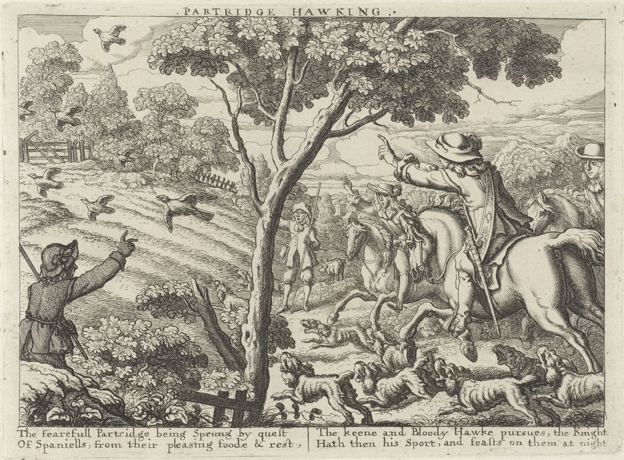 Jacht op patrijsvogels Partridge Hawking (název na objektu) Jachtpartijen (název série) Několik způsobů lovu, Hawkingu a rybolovu, podle anglického způsobu (název série) od Richard Gaywood (possibly)
