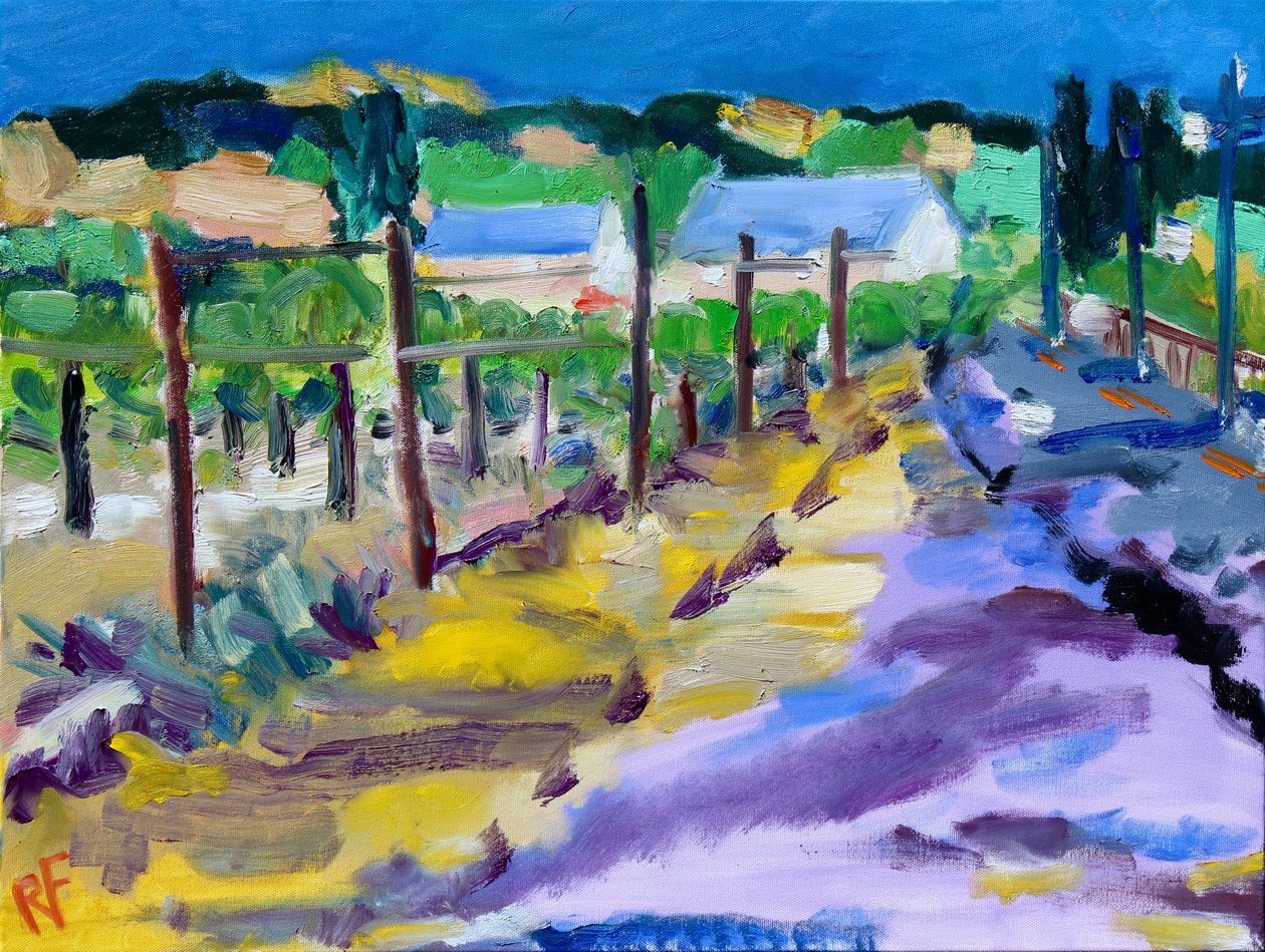 Vineyard Outside Santa Rosa, 2021 (olej na plátně) od Richard H. Fox