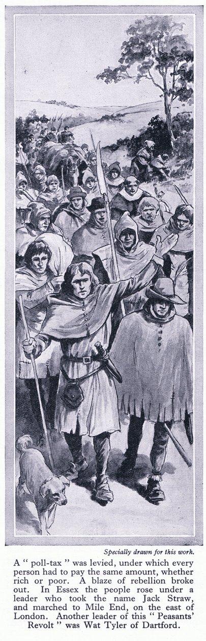 Povstání rolníků, Jack Straw a Wat Tyler, kolem roku 1950 od Richard Henry Brock