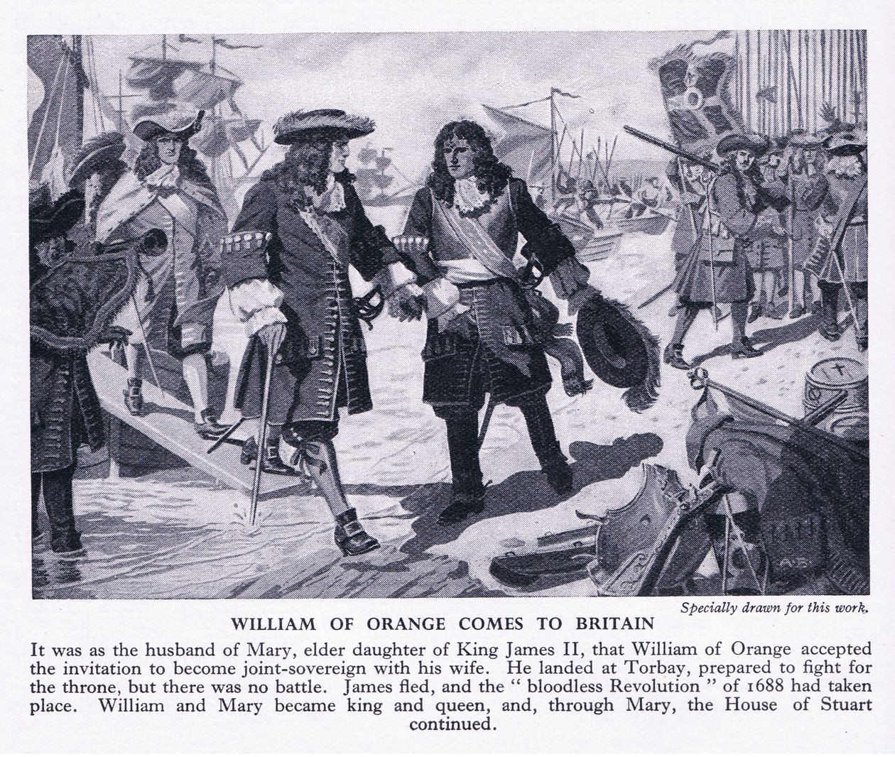 William Oranžský přichází do Británie, kolem roku 1950 od Richard Henry Brock