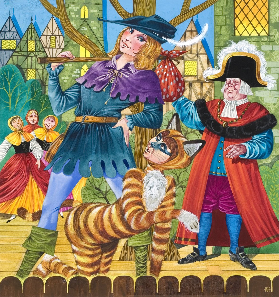Scéna z pantomimy Dick Whittington (kvaš na papíře) od Richard Hook