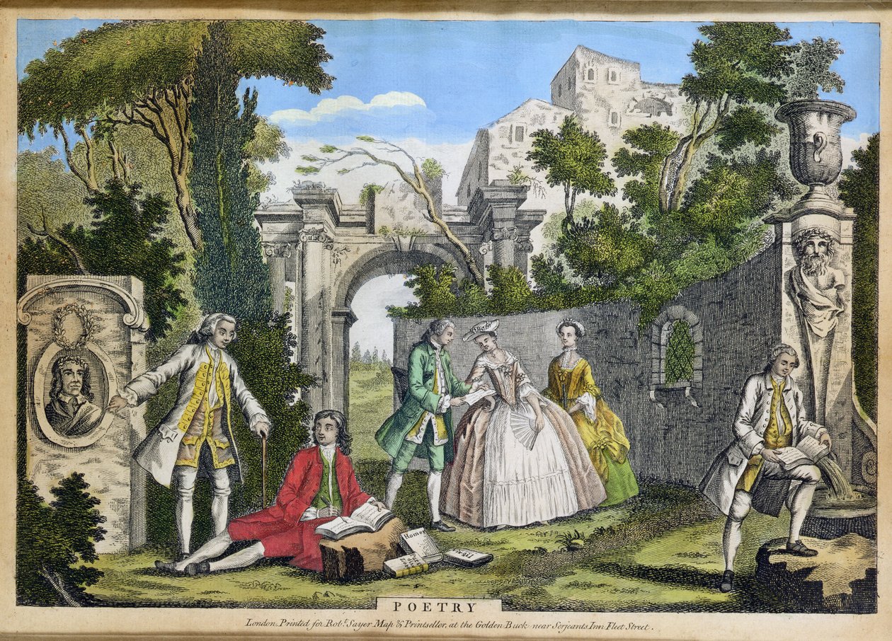 Poezie, hospoda. od Roberta Sayera (fl. 1750-80) kolem 1750 (akvatinta) od Richard Houston