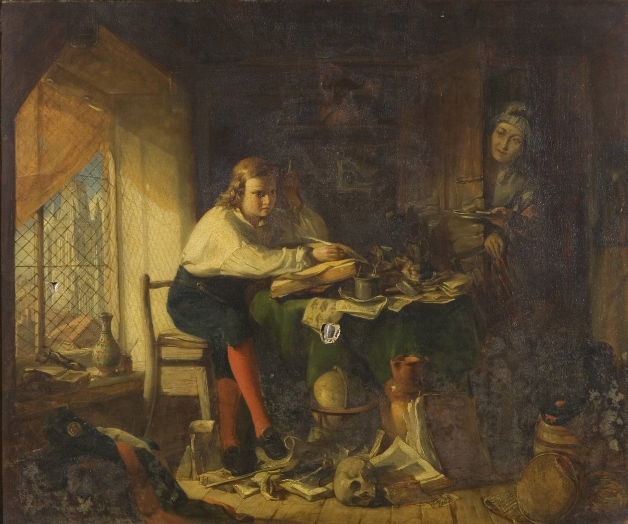 Chatterton skládá Rowleianské rukopisy (olej na plátně) od Richard J. Lewis