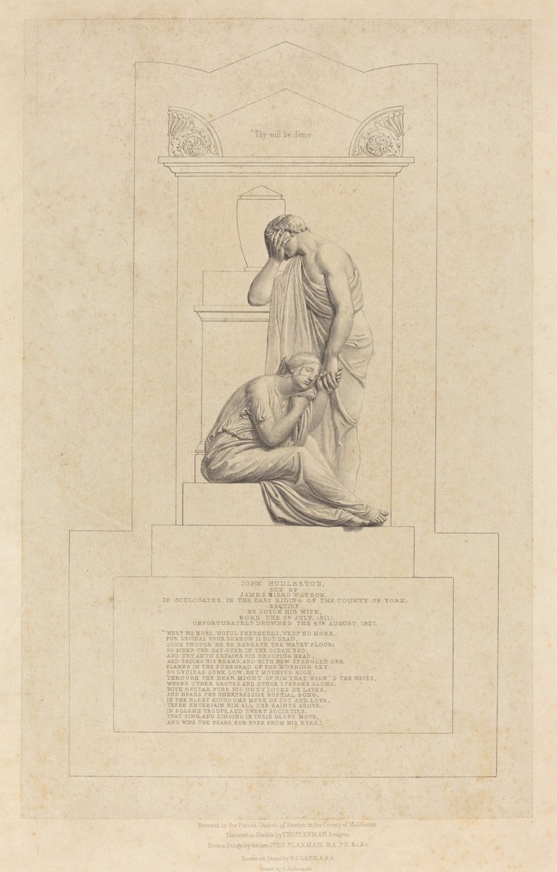 Památník John Hudleston od Richard James Lane after John Flaxman