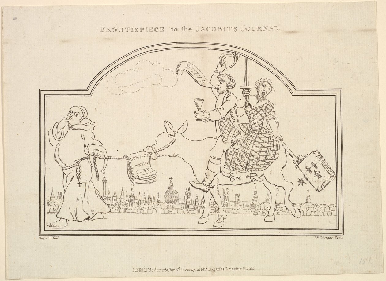 Frontispis k The Jacobites Journal, 27. listopadu 1781. od Richard Livesay