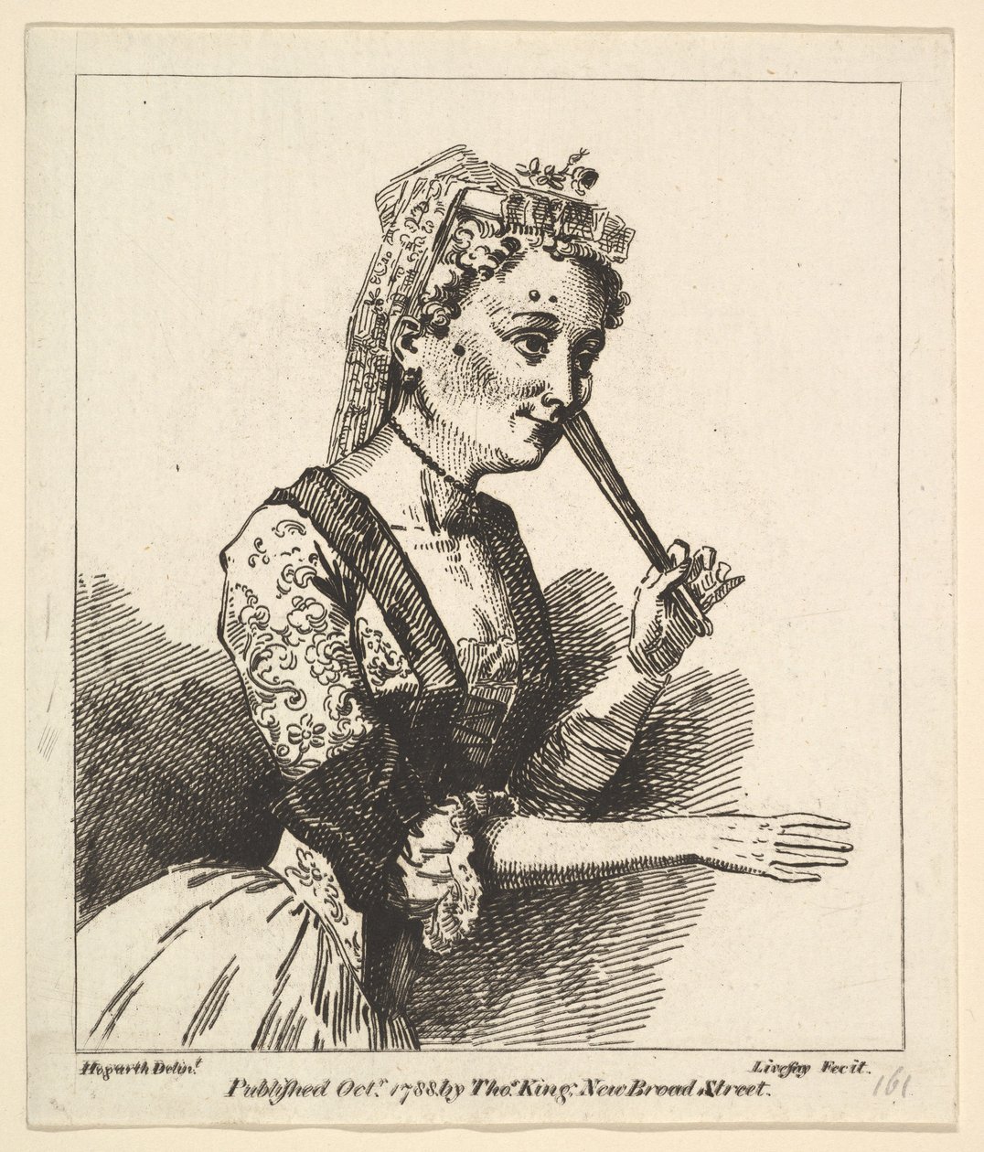 Překvapená žena z Hogarthského rána, říjen 1788. od Richard Livesay