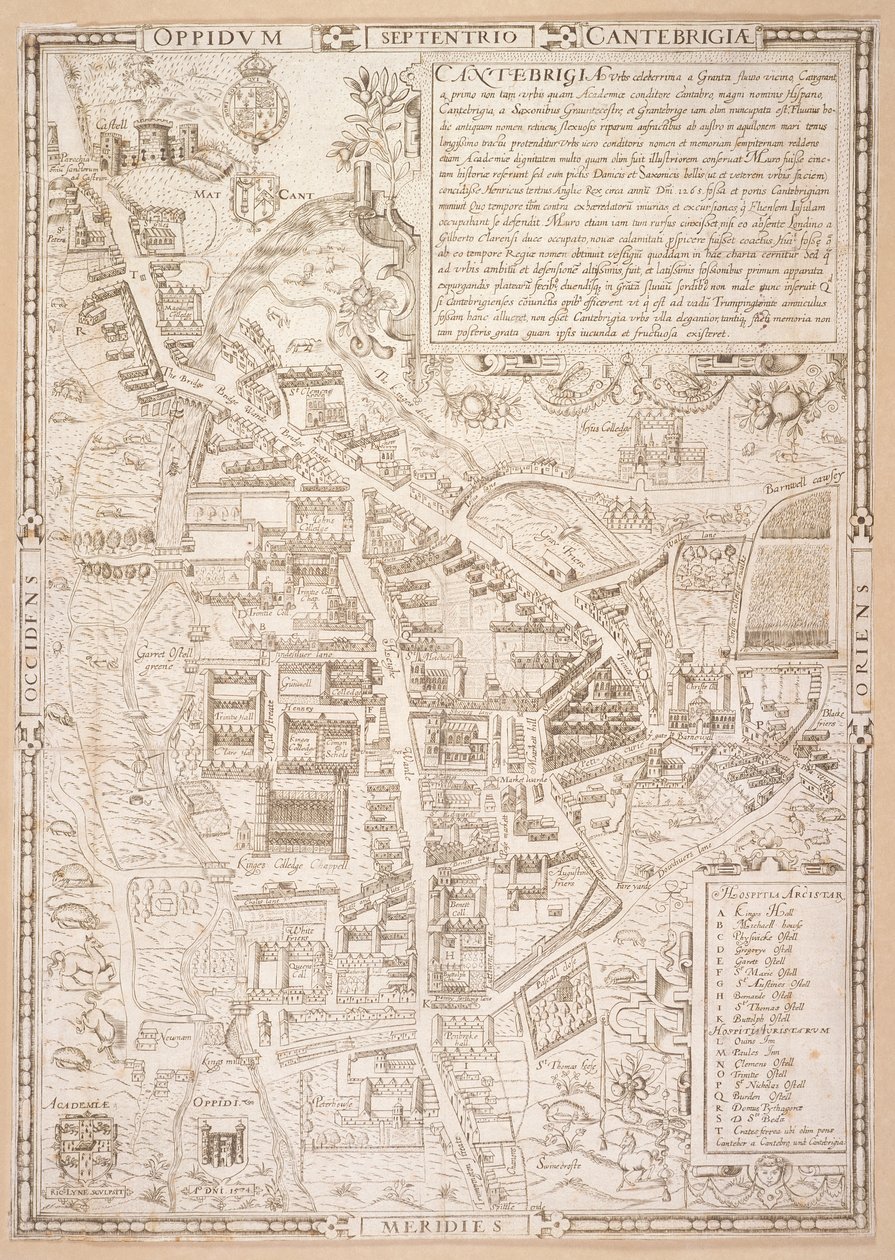 Mapa Cambridge, od Caius 