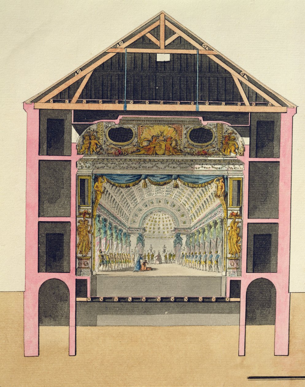 Plán divadelního sálu v Le Petit Trianon, 1786 od Richard Mique