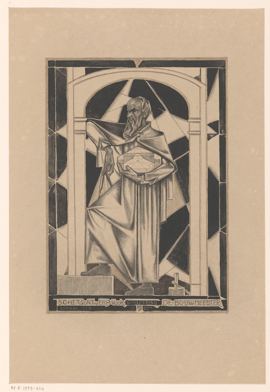 The Master Builder (původní název na objektu) Návrh náčrtu pro malbu De Bouwmeester (název na objektu) od Richard Nicolaüs Roland Holst