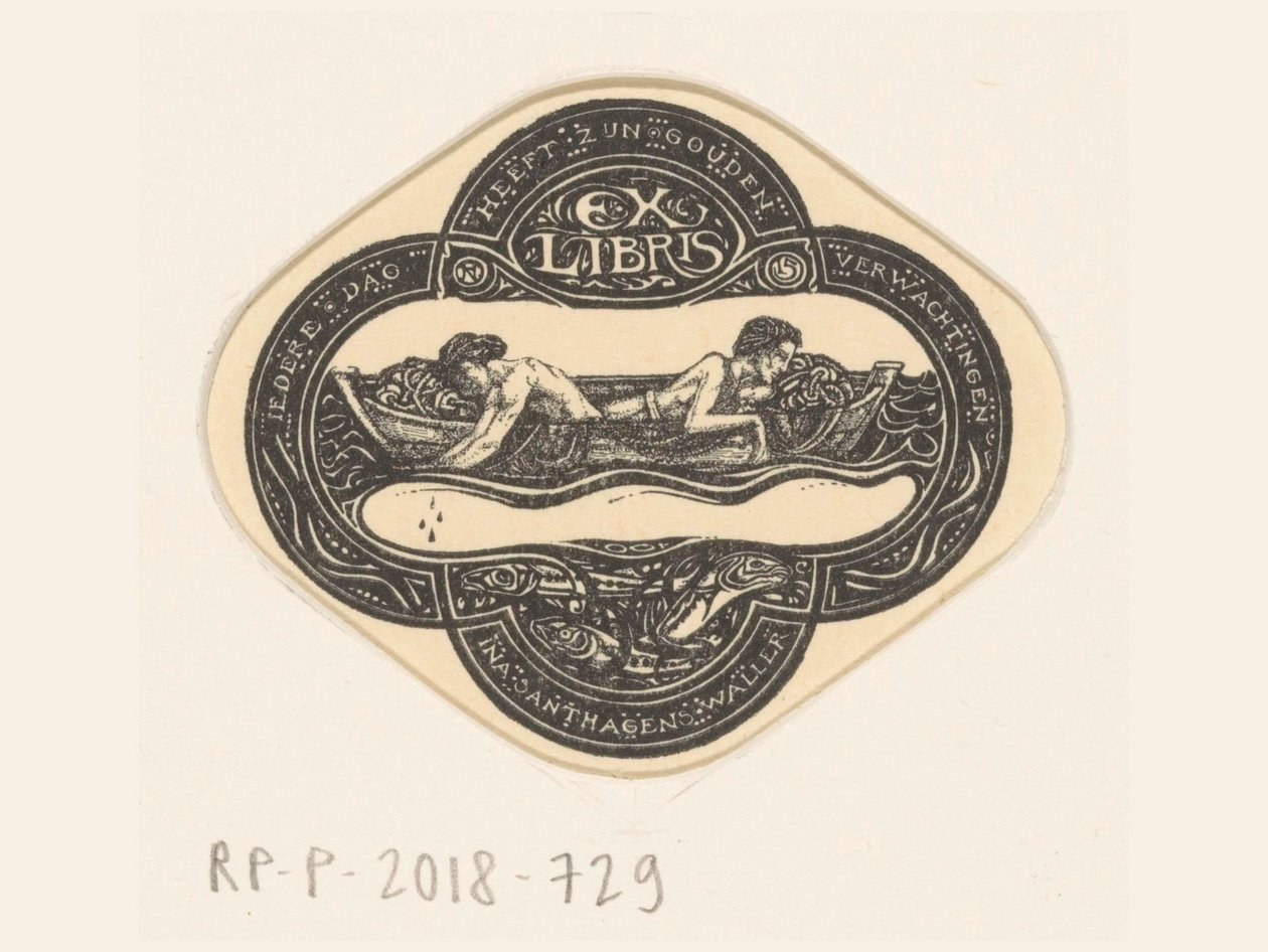 Ex libris od Iny van Eibergen Santahagens-Waller Každý den má svá zlatá očekávání (název na předmětu) od Richard Nicolaüs Roland Holst