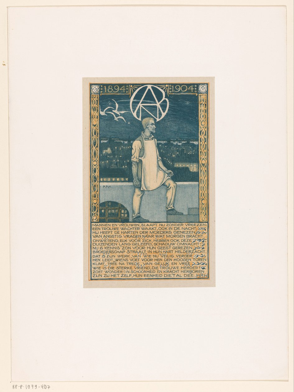 Tisk u příležitosti desátého výročí Všeobecné holandské diamantové dělnické unie v roce 1904 od Richard Nicolaüs Roland Holst