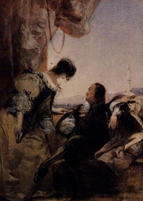 Kavalír a jeho dáma na terase, Janov od Richard Parkes Bonington