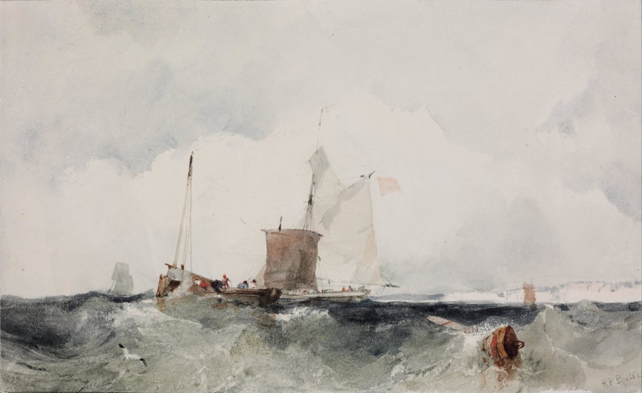 Na anglickém pobřeží - Oeuvre de Richard Parkes Bonington (1802-1828) - 1825 - Akvarel na papíře - 14x22,7 - Muzeum Szepmuveszeti, Budapešť od Richard Parkes Bonington