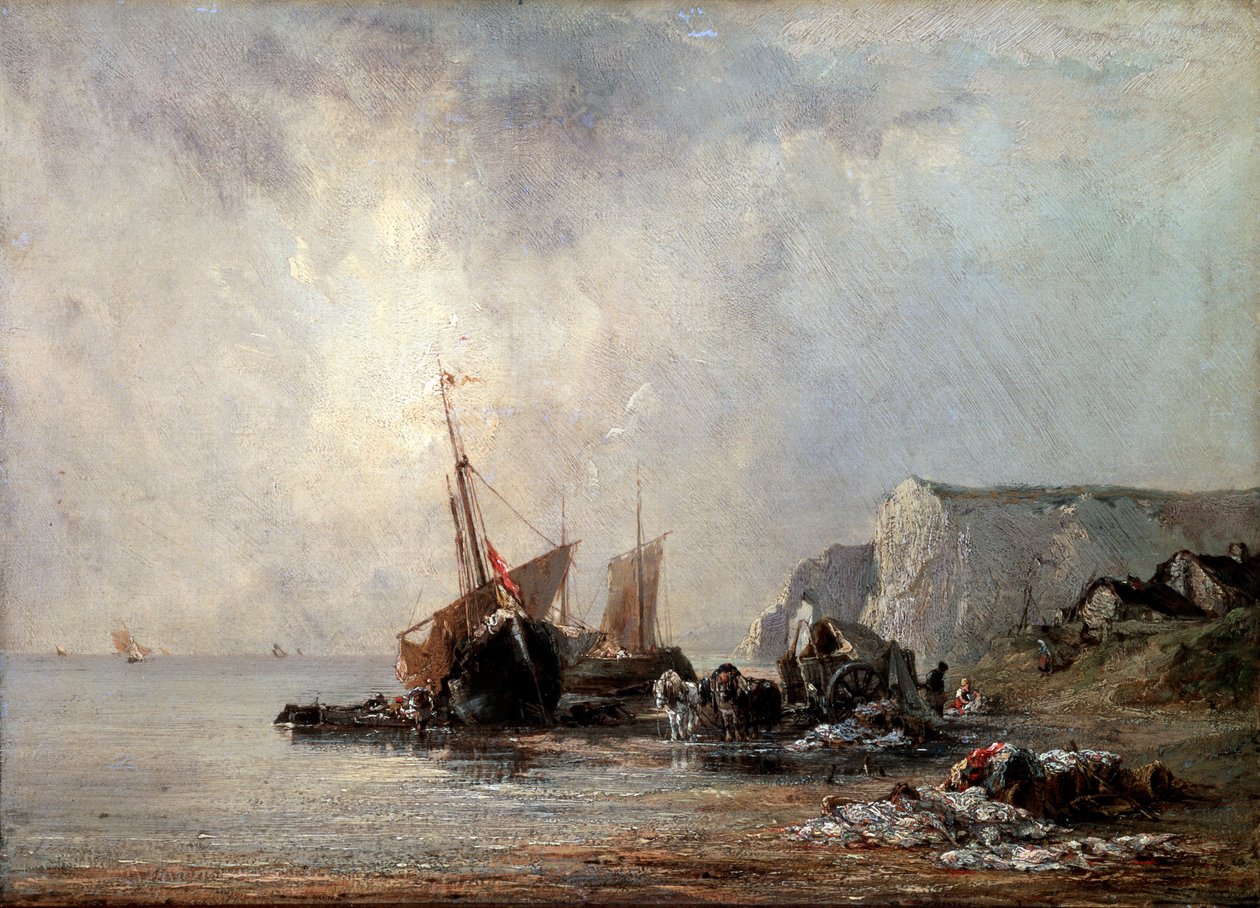 Lodě na pobřeží Normandie, 1823. od Richard Parkes Bonington