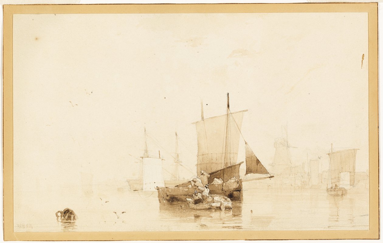 Lodě v přístavu od Richard Parkes Bonington