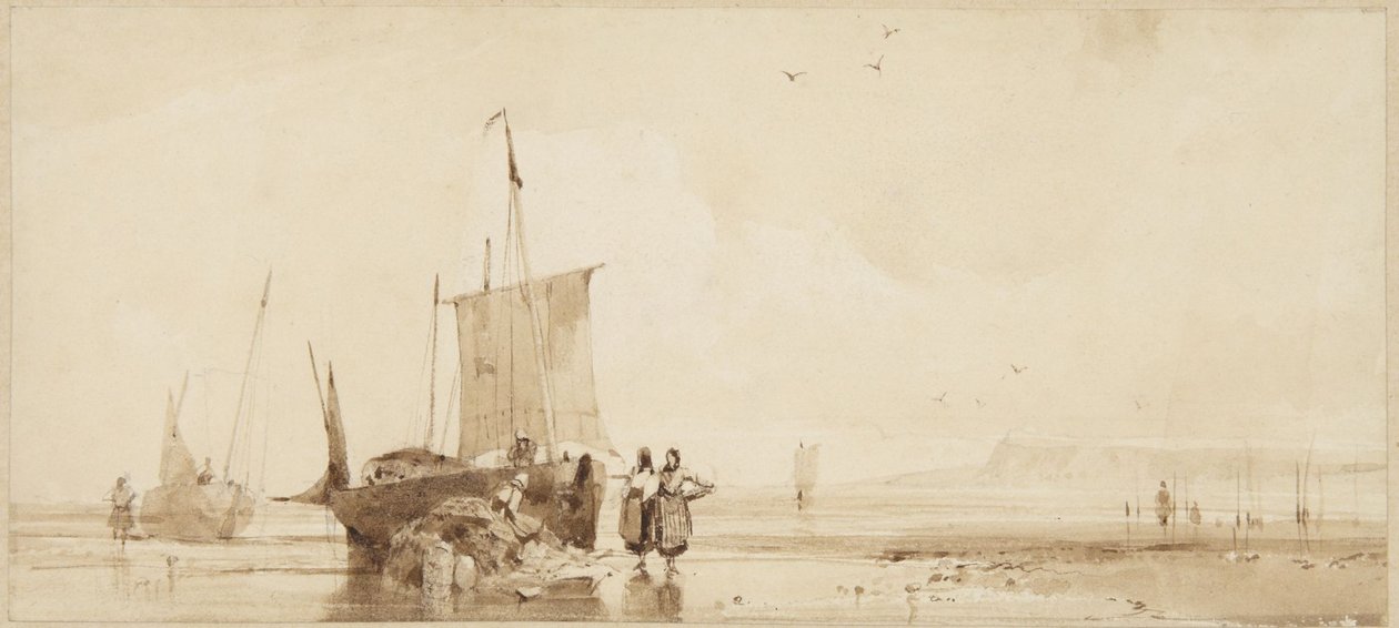 Rybářské čluny na píscích normandského pobřeží od Richard Parkes Bonington