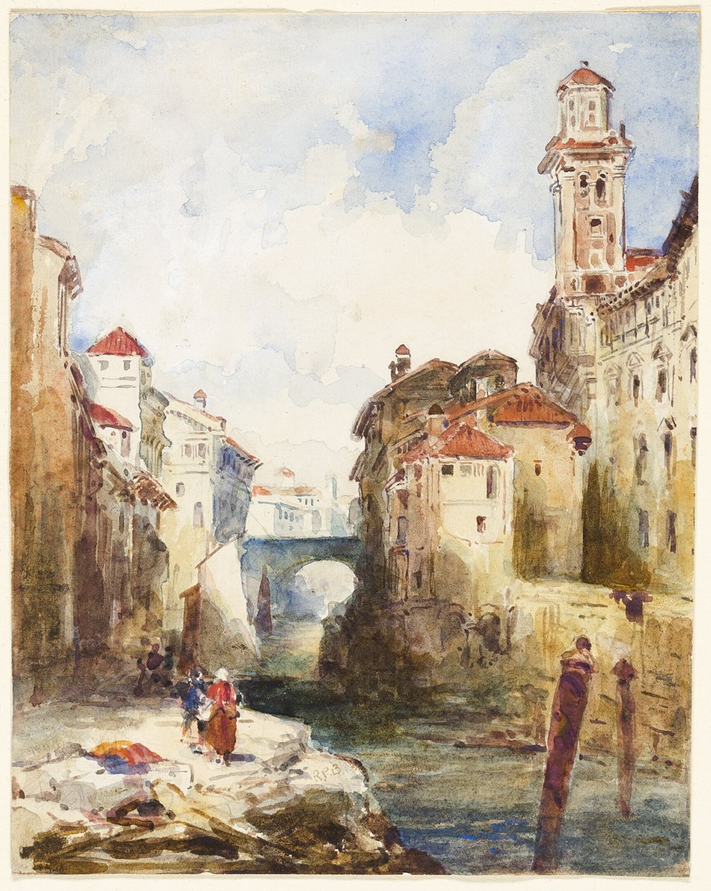 Francouzské město, budovy a řeka od Richard Parkes Bonington
