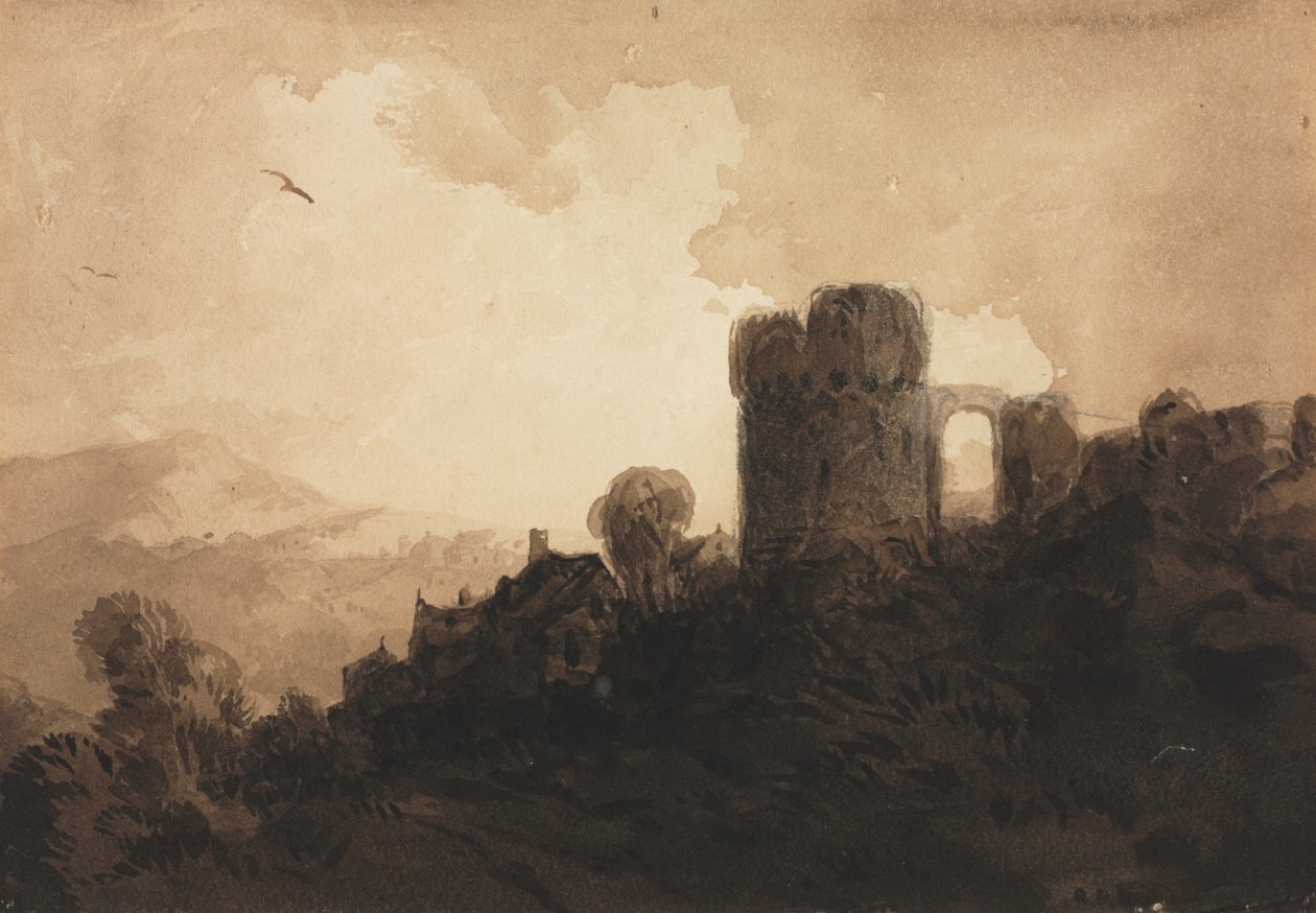 Krajina se zříceninou hradu od Richard Parkes Bonington