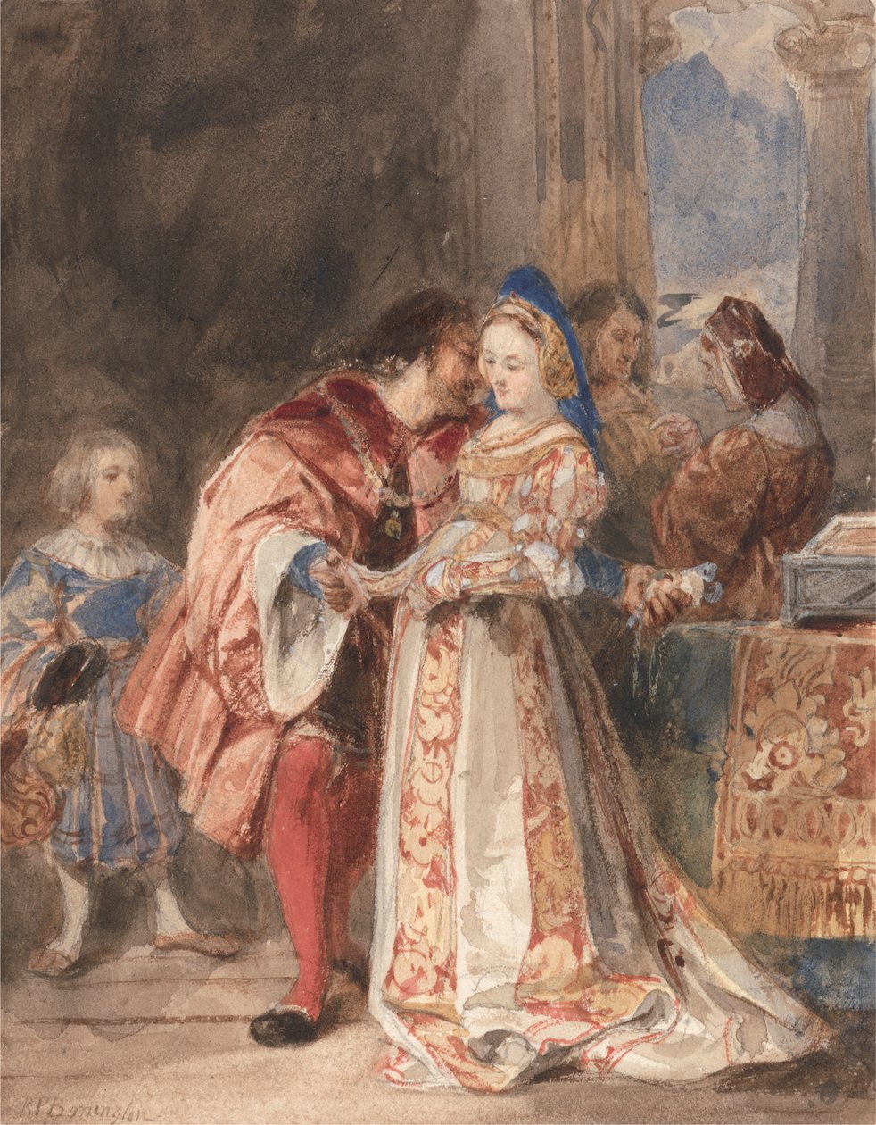 Portia a Bassanio od Richard Parkes Bonington