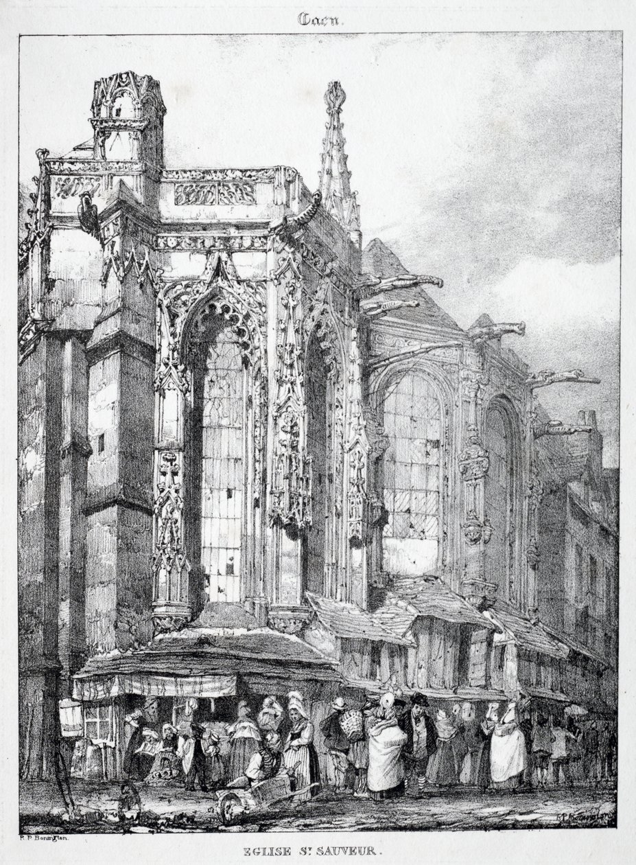 Pozůstatky a fragmenty architektury ze středověku: Kostel sv. Sauveura, Caën od Richard Parkes Bonington