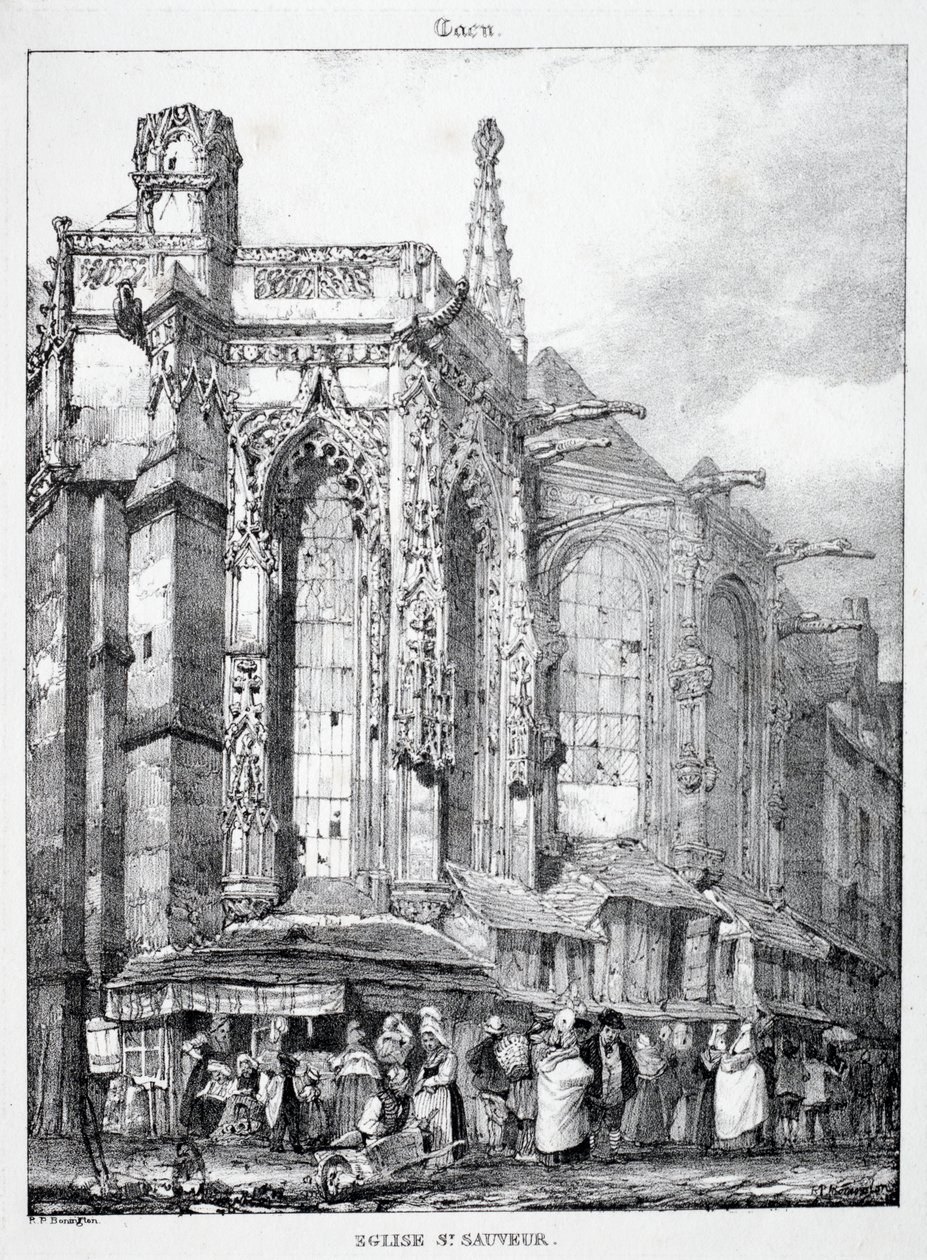 Pozůstatky a fragmenty architektury ze středověku: Kostel sv. Sauveura, Caën od Richard Parkes Bonington